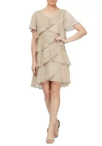 Women's Shimmer Bodre Chiffon Dress