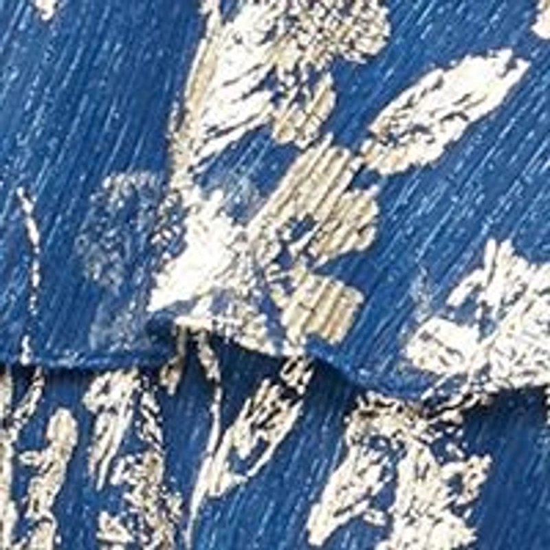 Women's Surplice Foil Printed Tiered Dress