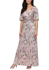 Women's Long Printed Bodre Dress
