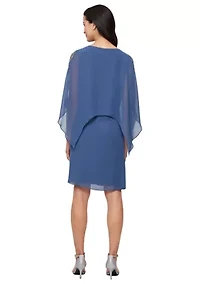 Women's Chiffon Beaded Inset Overlay Dress