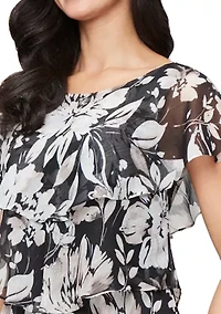 Women's Printed Midi Tiered Dress