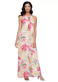 Women's Beaded Halter Neck Maxi Dress