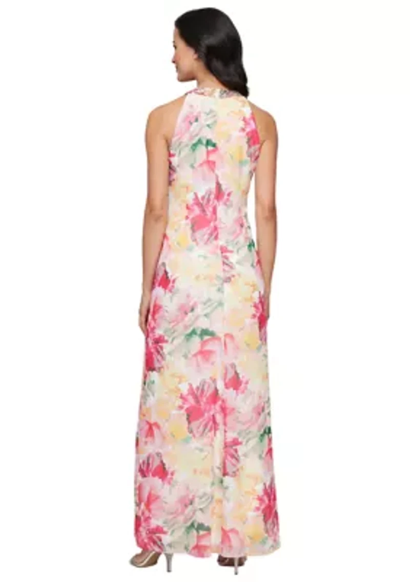 Women's Beaded Halter Neck Maxi Dress