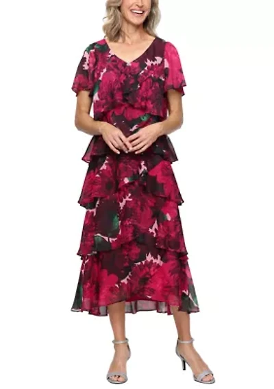 Women's Long Printed Tier Dress