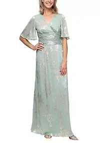Women's Long Foil Bodre Dress