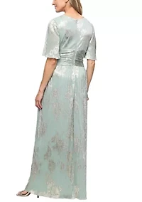 Women's Long Foil Bodre Dress