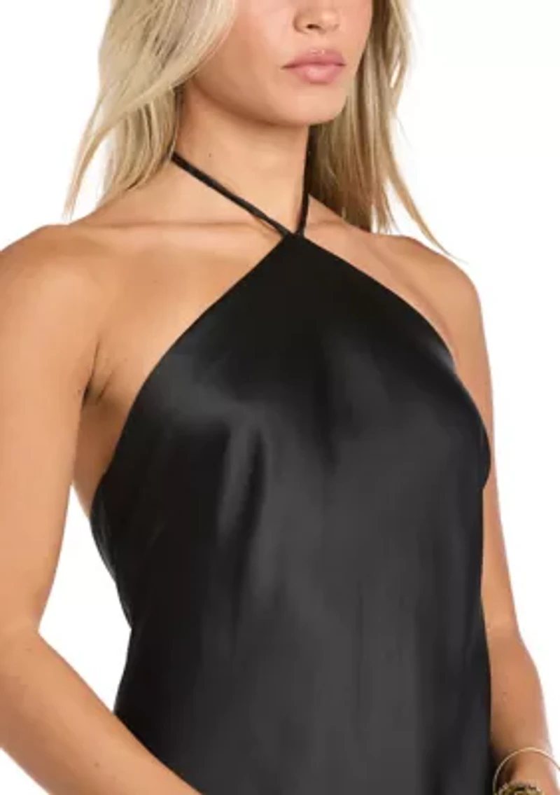 Long Hi Neck Charmeuse W Tie