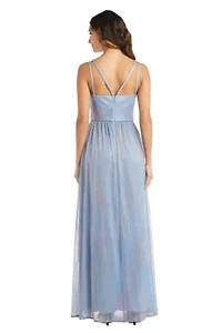 Long Shimmer Double Strap V Front