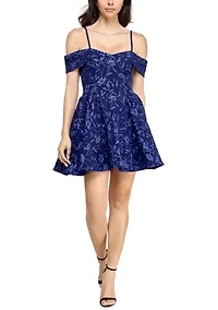 Women's Off the Shoulder Jacquard Fit and Flare