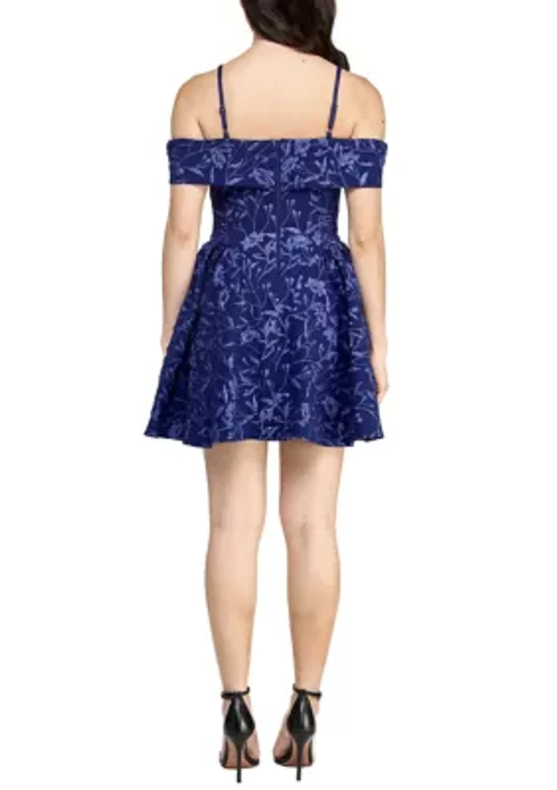 Women's Off the Shoulder Jacquard Fit and Flare
