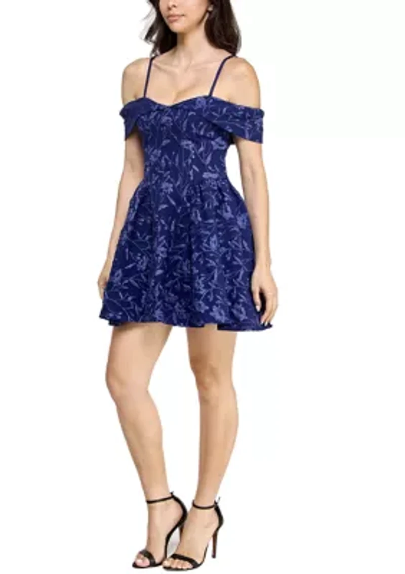 Women's Off the Shoulder Jacquard Fit and Flare