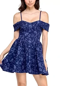 Women's Off the Shoulder Jacquard Fit and Flare