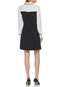 Women's Collar Twofer A-Line Dress