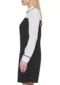 Women's Collar Twofer A-Line Dress