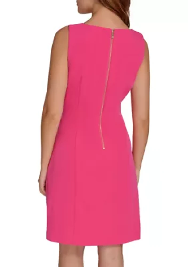 Women's Sleeveless Bateau Neck Side Drape Sheath Dress