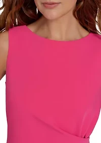 Women's Sleeveless Bateau Neck Side Drape Sheath Dress