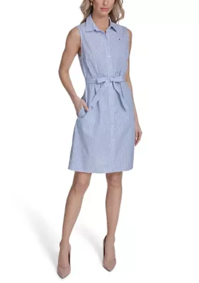 Women's Striped Cotton Mini Shirtdress