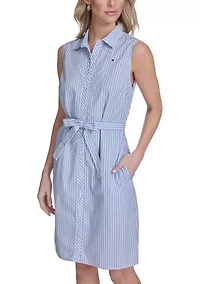 Women's Striped Cotton Mini Shirtdress