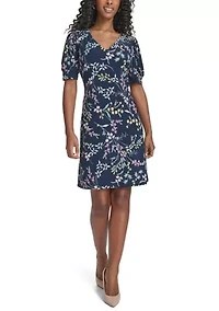 Women's V-Neck Floral Print A-Line Dress