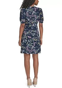 Women's V-Neck Floral Print A-Line Dress