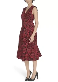 Women's Sleeveless V-Neck Fit and Flare Dress