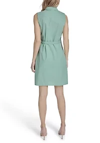 Women's Micro Check Cotton Collared Shirtdress