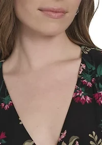 Women's Flutter Sleeve V-Neck Midi Dress