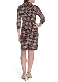 Women's 3/4 Length Sleeve Collared Fit and Flare Dress
