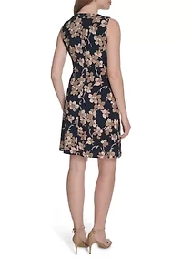 Women's Sleeveless Floral Jersey Printed Sheath Dress