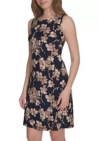 Women's Sleeveless Floral Jersey Printed Sheath Dress