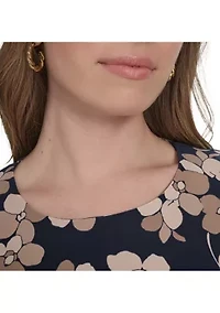 Women's Sleeveless Floral Jersey Printed Sheath Dress