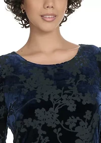 Women's Ruched Short Sleeve Velvet Shift Dress