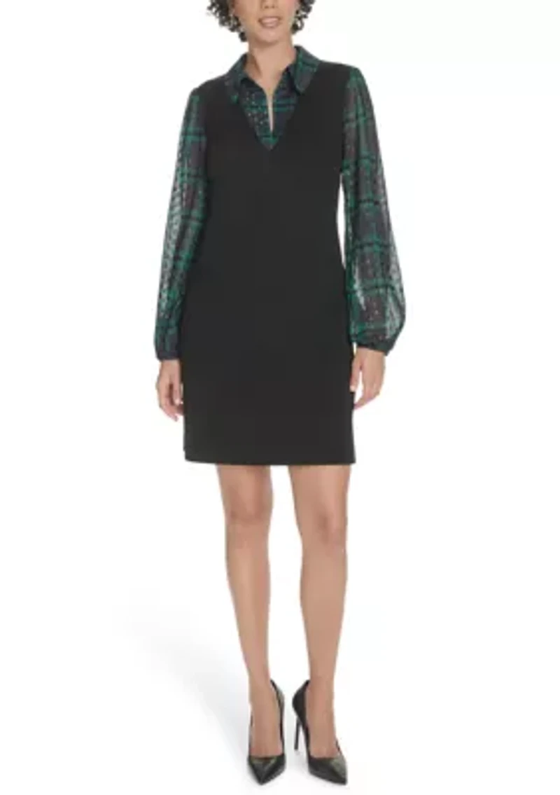 Women's V-Neck Twofer Shift Dress