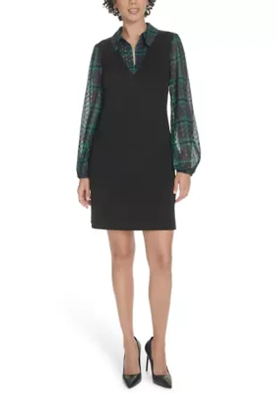 Women's V-Neck Twofer Shift Dress