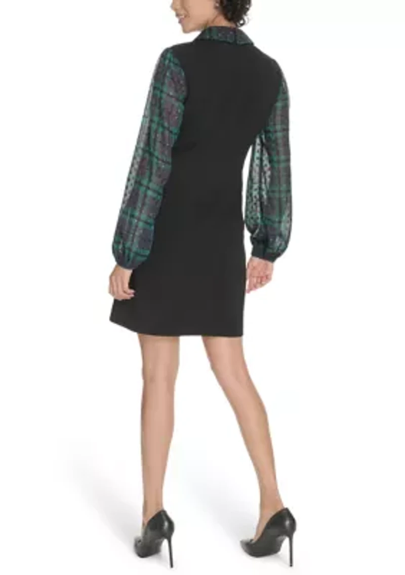 Women's V-Neck Twofer Shift Dress