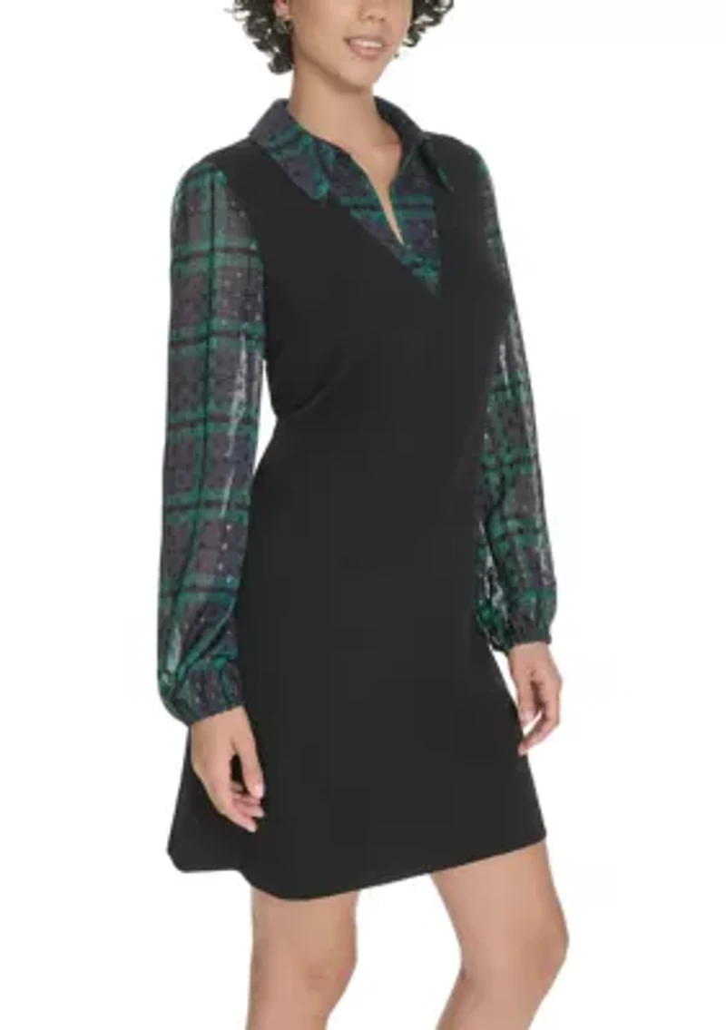 Women's V-Neck Twofer Shift Dress