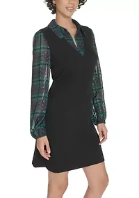 Women's V-Neck Twofer Shift Dress