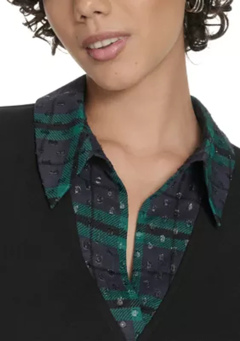 Women's V-Neck Twofer Shift Dress