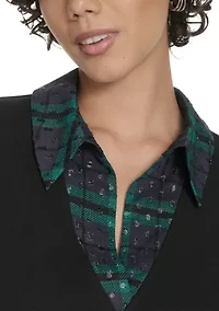 Women's V-Neck Twofer Shift Dress