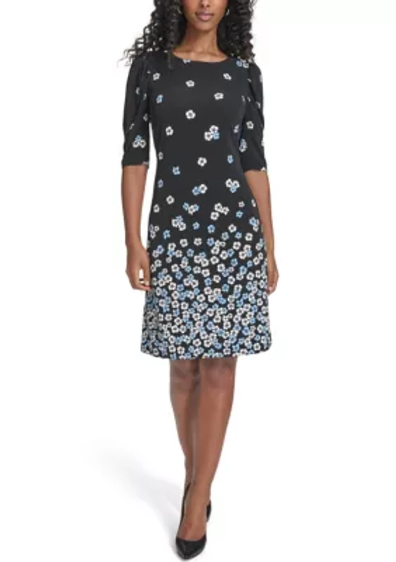 Women's Ruched Short Sleeve Shift Dress