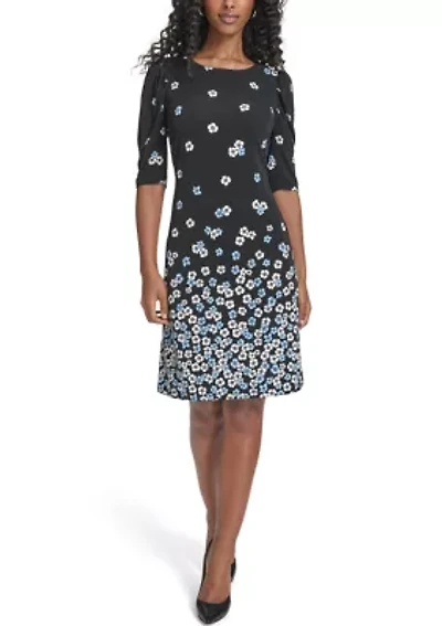 Women's Ruched Short Sleeve Shift Dress