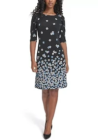 Women's Ruched Short Sleeve Shift Dress