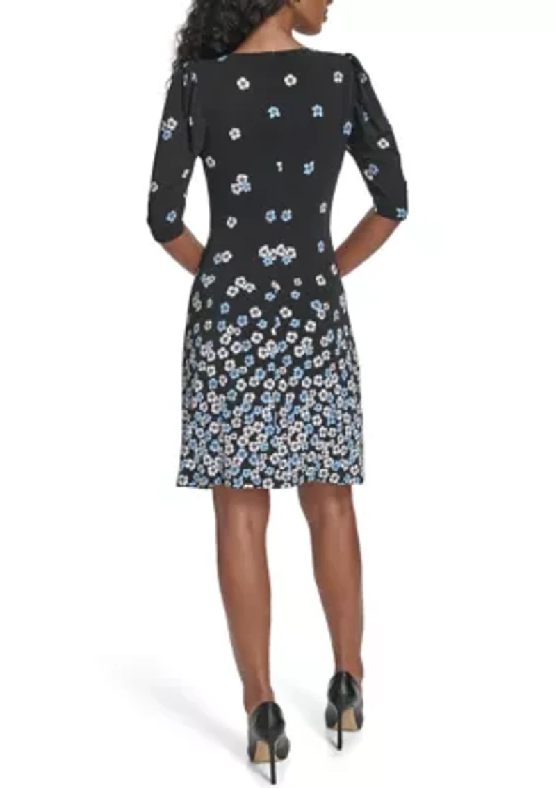 Women's Ruched Short Sleeve Shift Dress