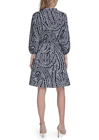 Women's 3/4 Sleeve Print A-Line Dress