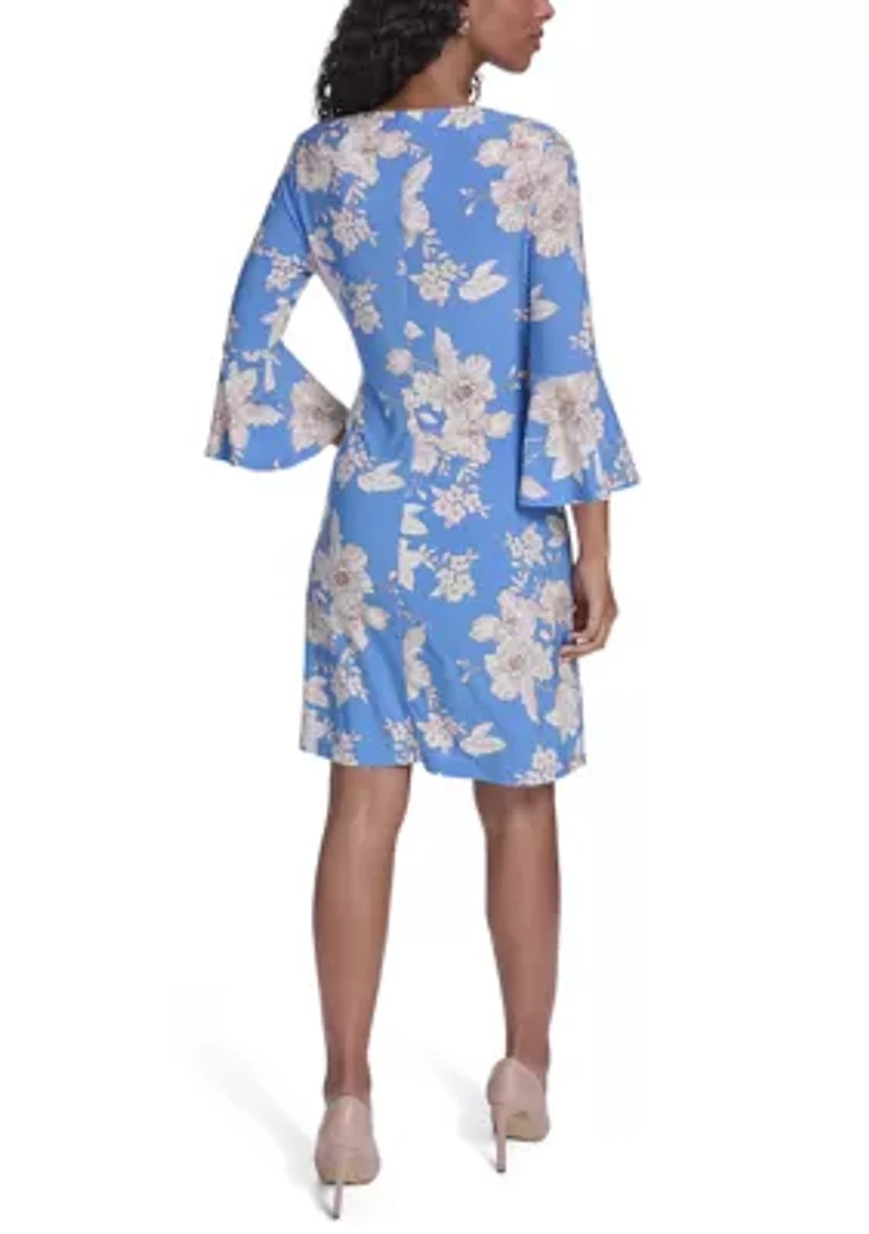 Women's 3/4 Bell Sleeve Jersey Shift Dress