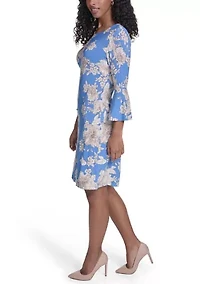 Women's 3/4 Bell Sleeve Jersey Shift Dress