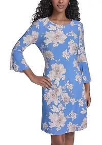 Women's 3/4 Bell Sleeve Jersey Shift Dress
