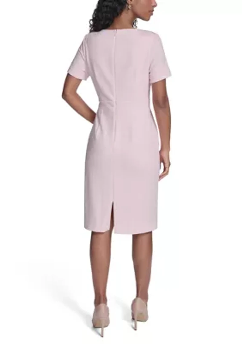 Women's Short Sleeve Textured Knit Sheath Dress