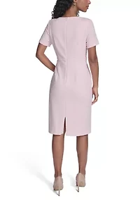 Women's Short Sleeve Textured Knit Sheath Dress