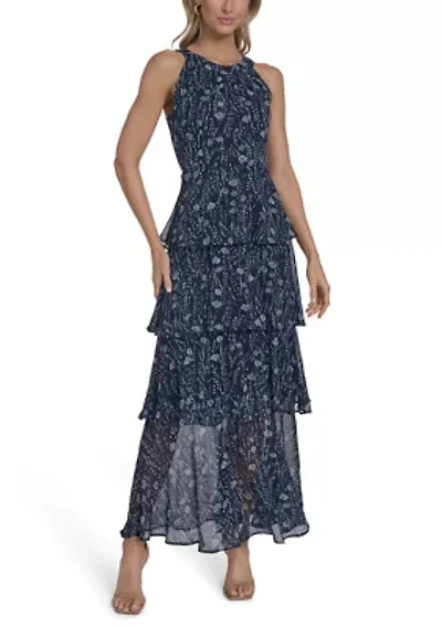 Women's Halter Neck Print Maxi Dress